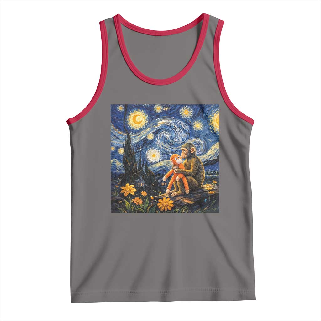 Baby Monkey Punch Starry Night Viral Trend Tank Top TS14 Deep Heather Red Print Your Wear