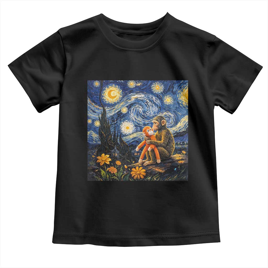 Baby Monkey Punch Starry Night Viral Trend Toddler T Shirt TS14 Black Print Your Wear