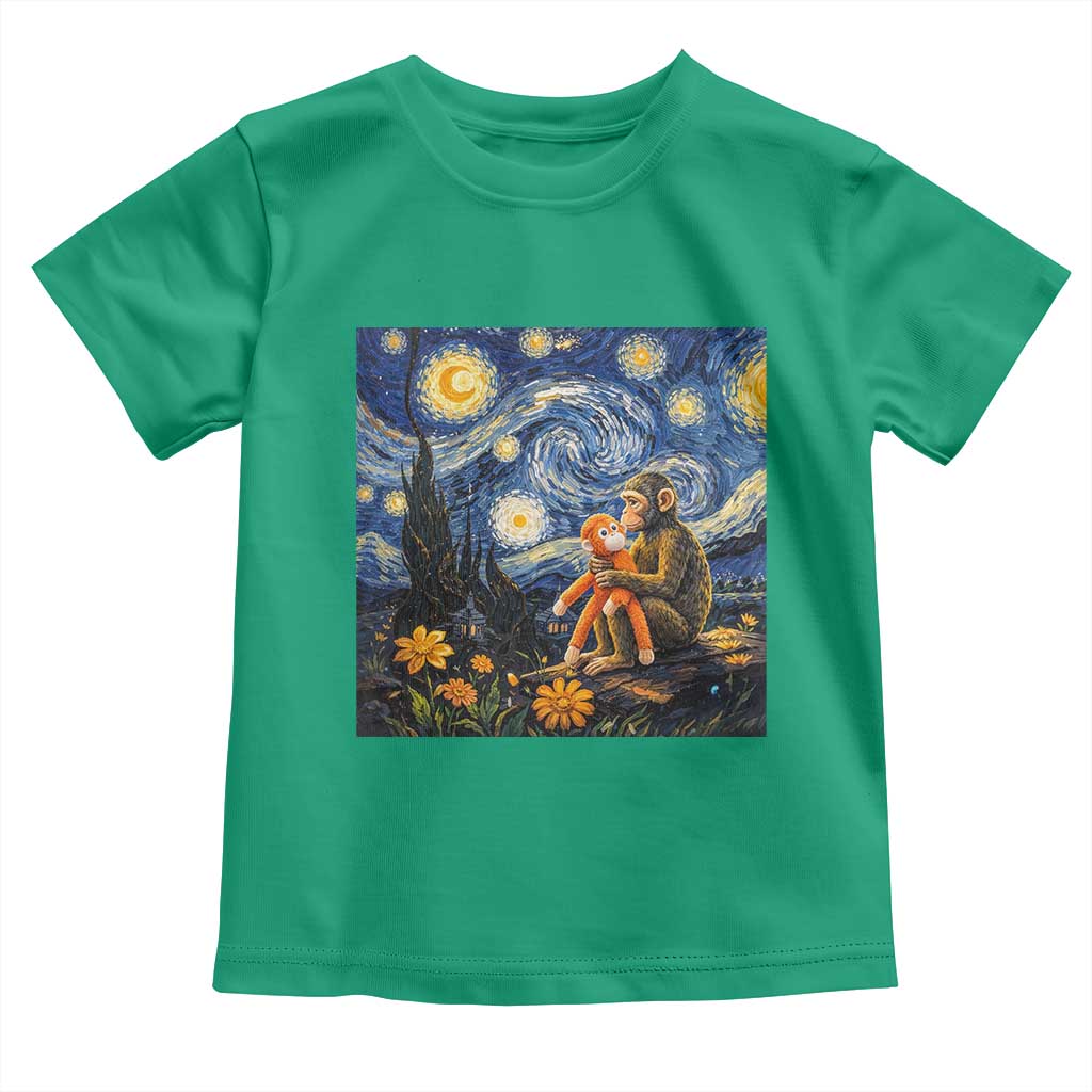 Baby Monkey Punch Starry Night Viral Trend Toddler T Shirt TS14 Irish Green Print Your Wear