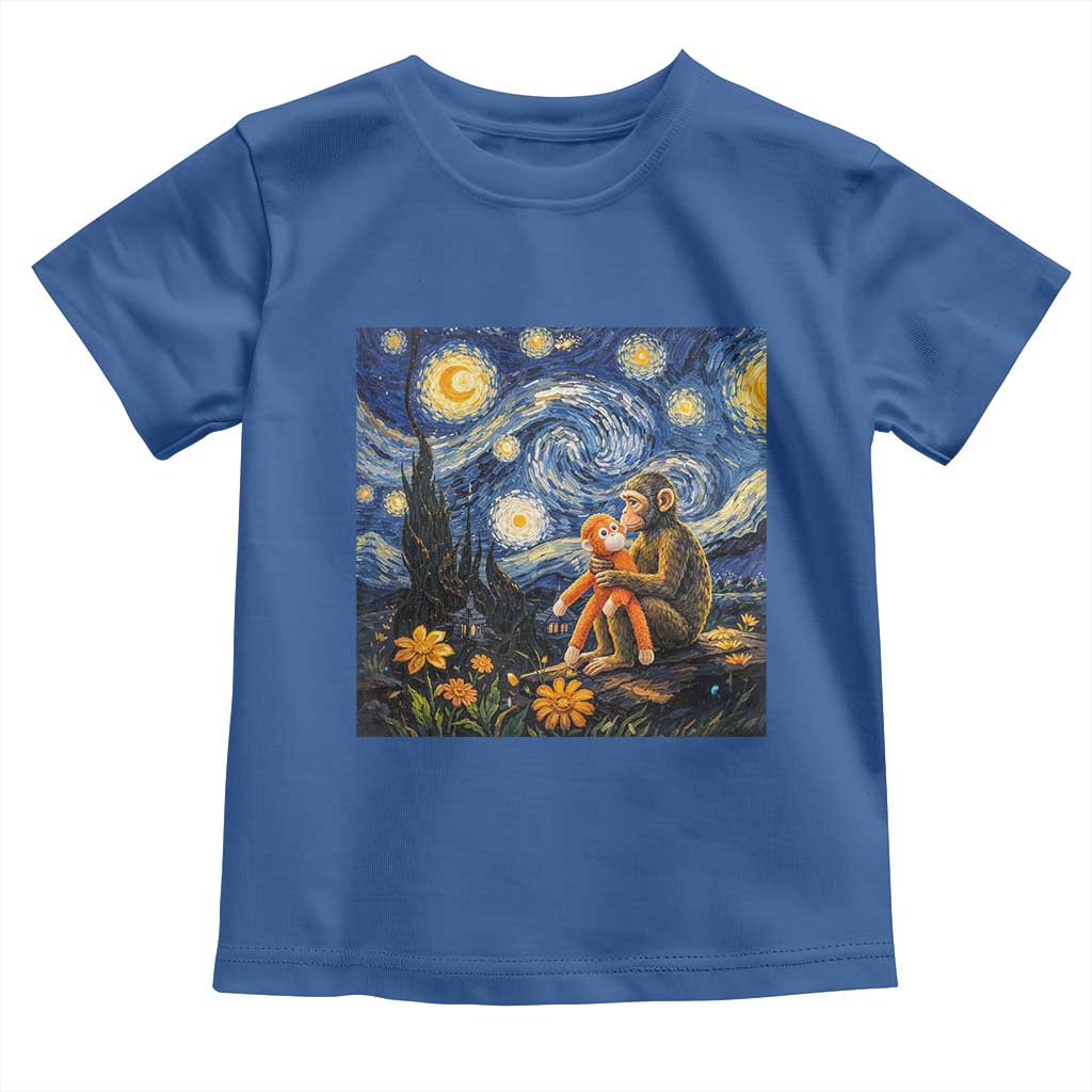 Baby Monkey Punch Starry Night Viral Trend Toddler T Shirt TS14 Royal Blue Print Your Wear