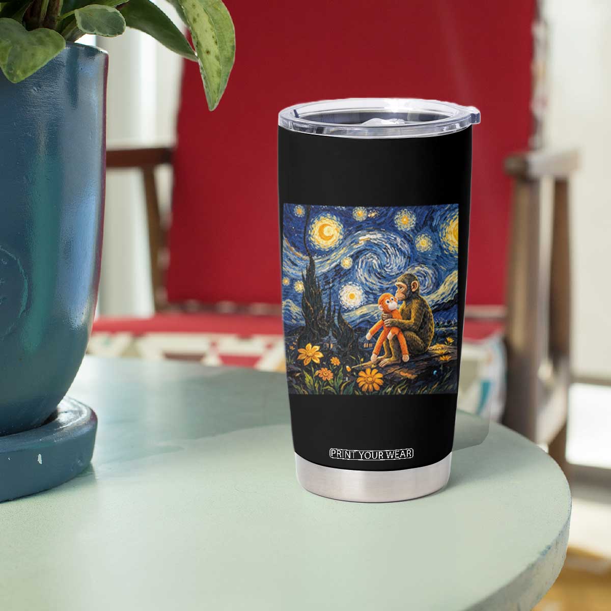 Baby Monkey Punch Starry Night Viral Trend Tumbler Cup TS14 Print Your Wear