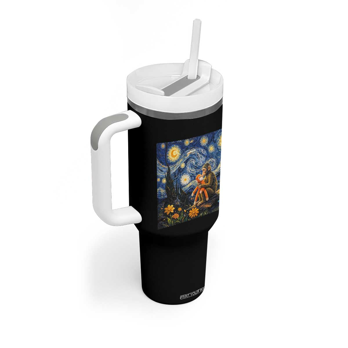 Baby Monkey Punch Starry Night Viral Trend Tumbler With Handle TS14 Print Your Wear