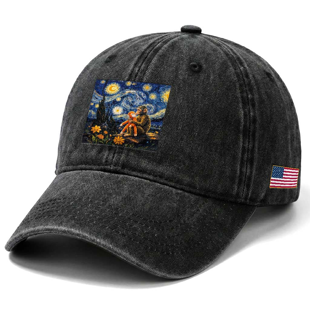 Baby Monkey Punch Starry Night Viral Trend Washed Cotton Baseball Cap TS14 Print Your Wear