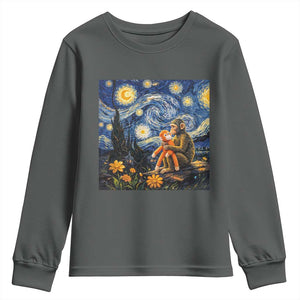 Baby Monkey Punch Starry Night Viral Trend Youth Sweatshirt TS14 Dark Heather Print Your Wear