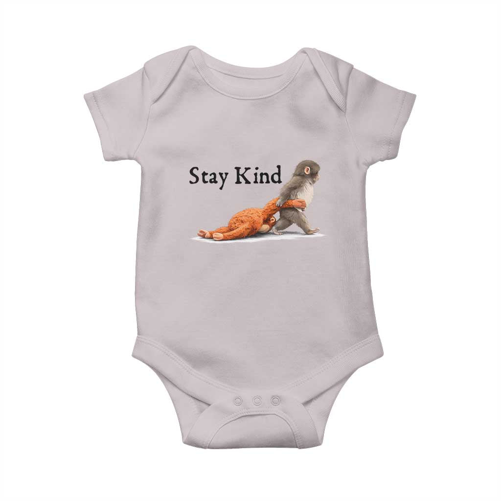 Punch The Monkey Meme Baby Onesie Stay Kind TS14 Ice Gray Print Your Wear