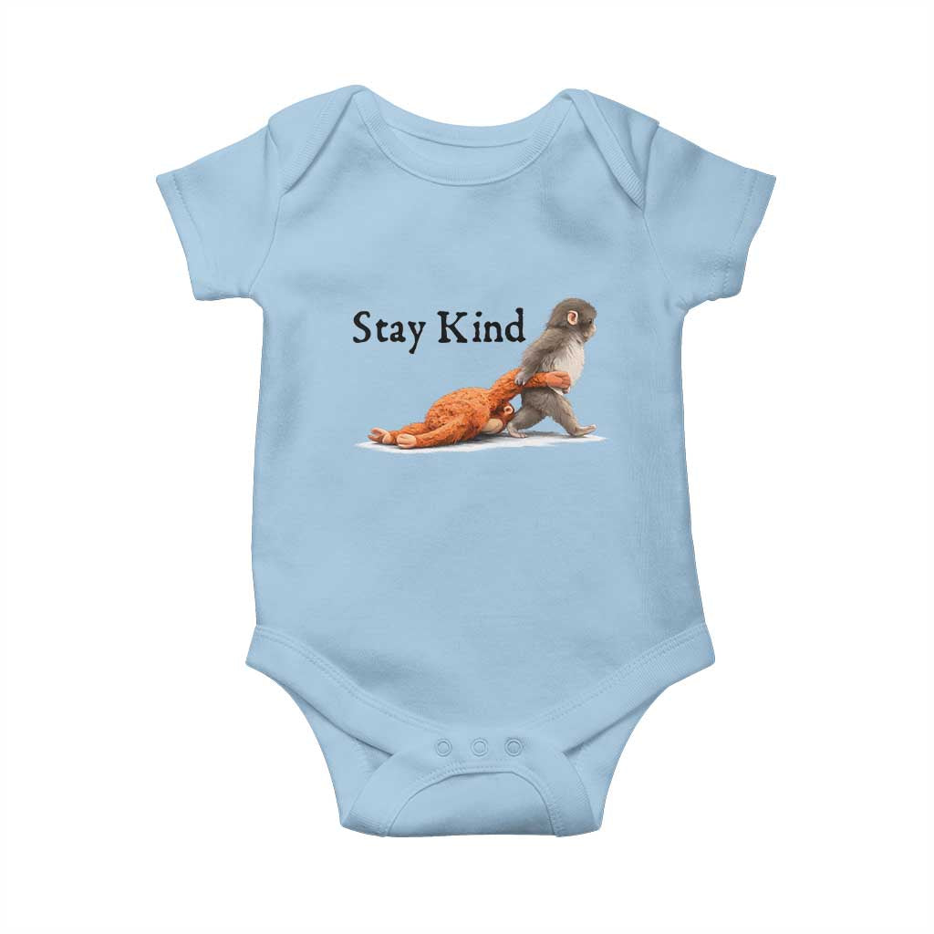 Punch The Monkey Meme Baby Onesie Stay Kind TS14 Light Blue Print Your Wear
