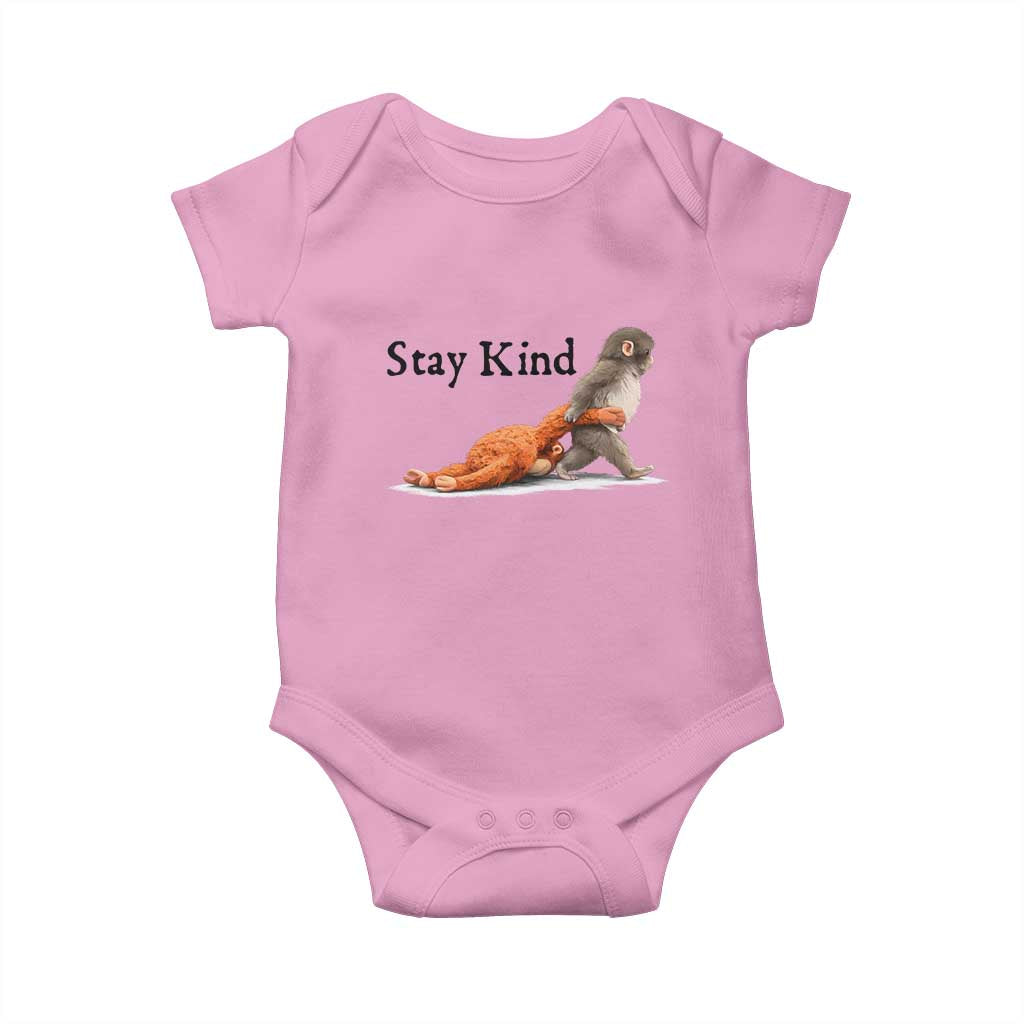 Punch The Monkey Meme Baby Onesie Stay Kind TS14 Light Pink Print Your Wear