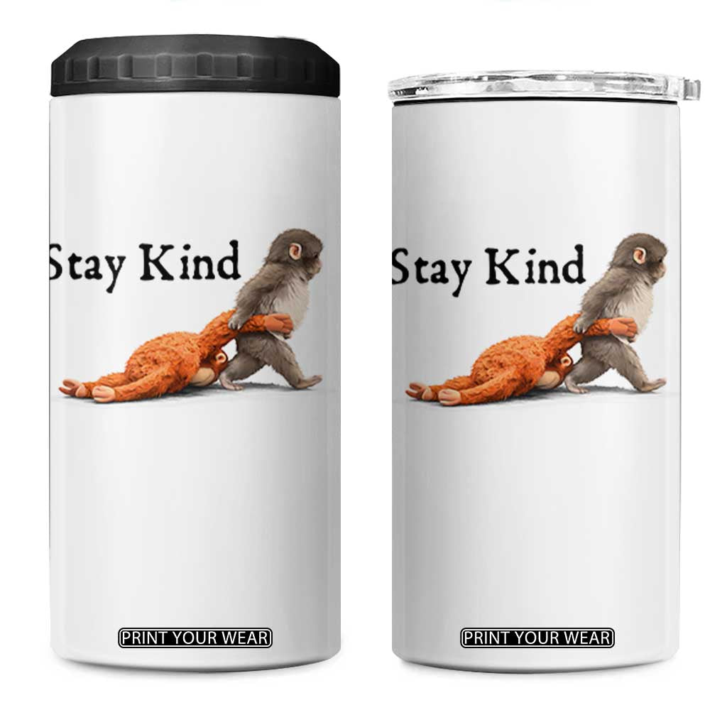 Punch The Monkey Meme 4 in 1 Can Cooler Tumbler Stay Kind TS14 One Size: 16 oz White Print Your Wear