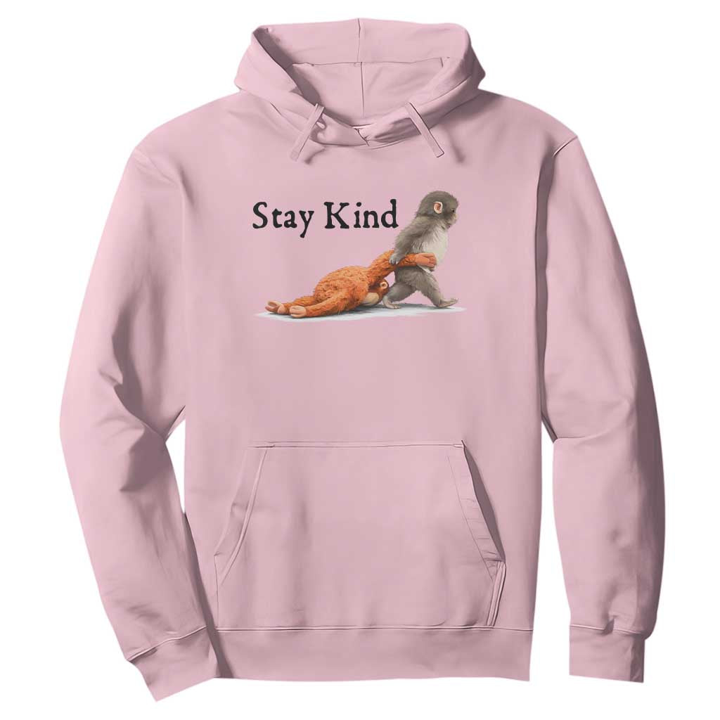 Punch The Monkey Meme Hoodie Stay Kind TS14 Light Pink Print Your Wear