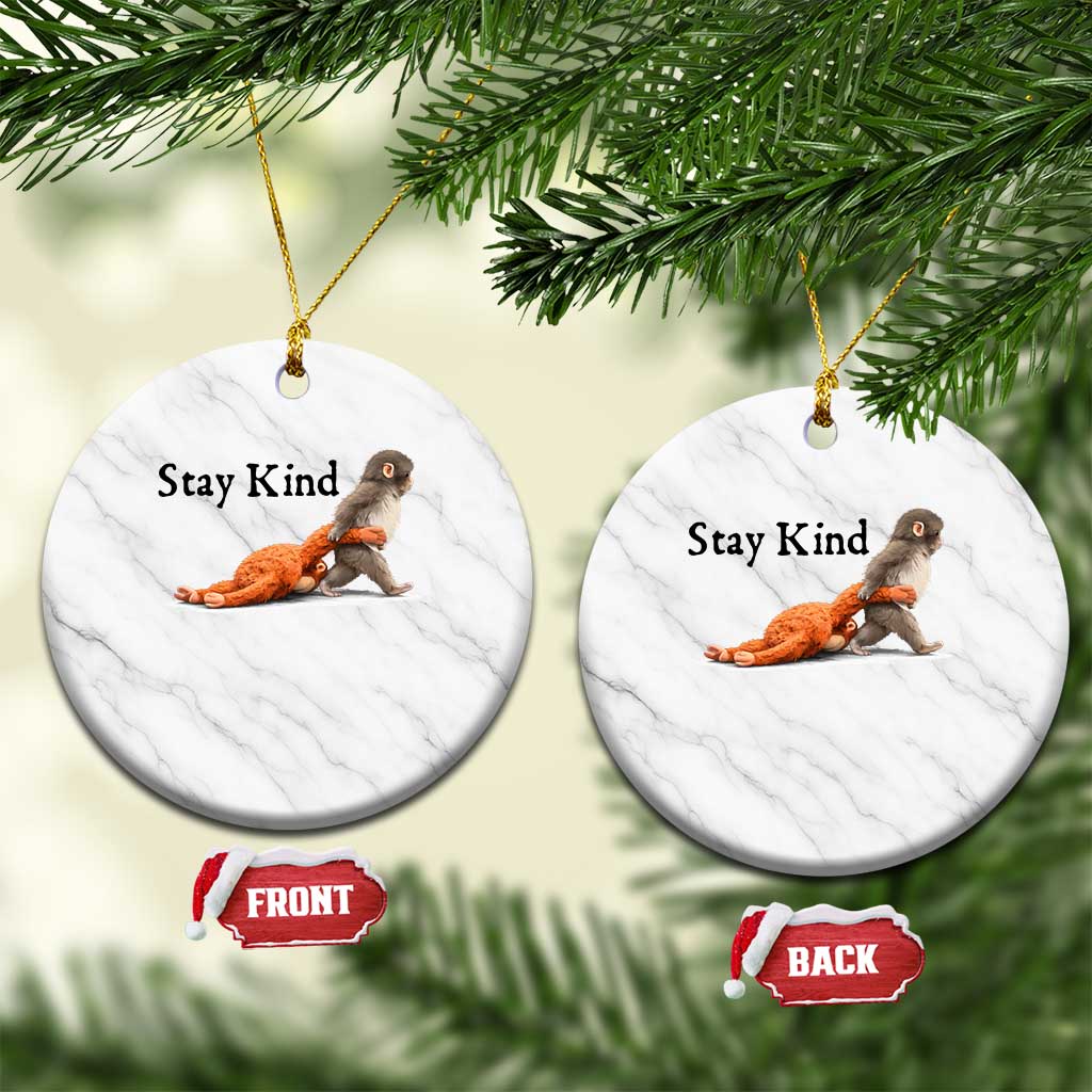 Punch The Monkey Meme Ceramic Ornament Stay Kind TS14 1pc White Marble Print Your Wear