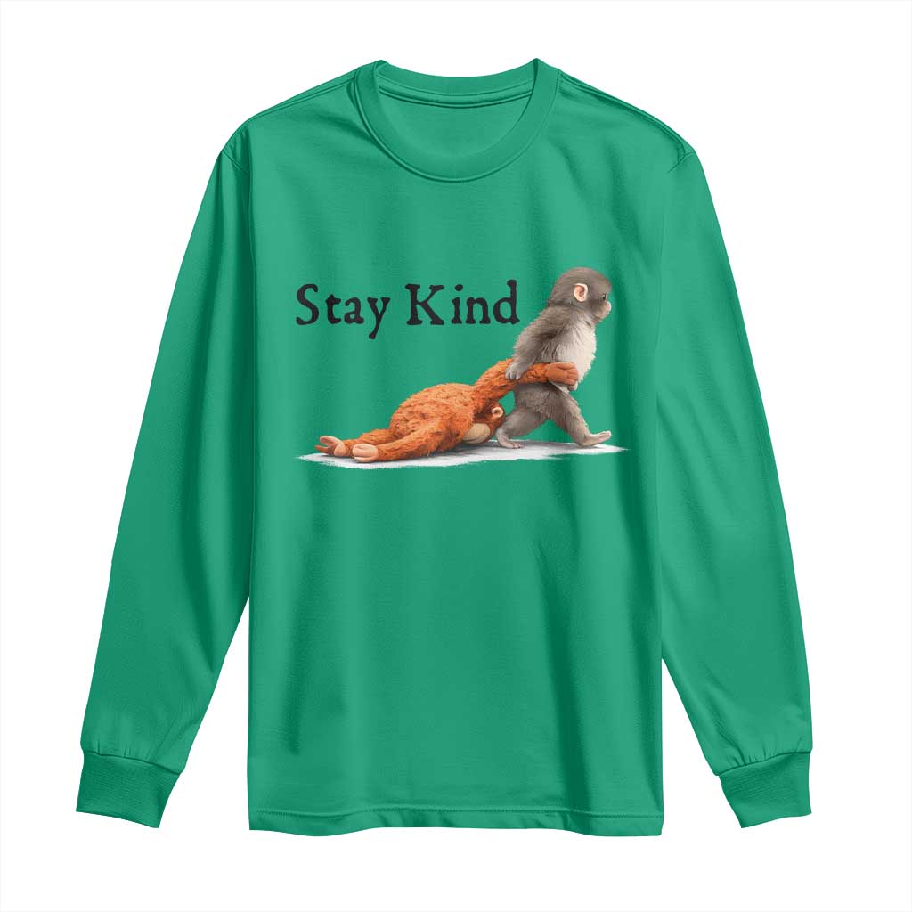 Punch The Monkey Meme Long Sleeve Shirt Stay Kind TS14 Irish Green Print Your Wear