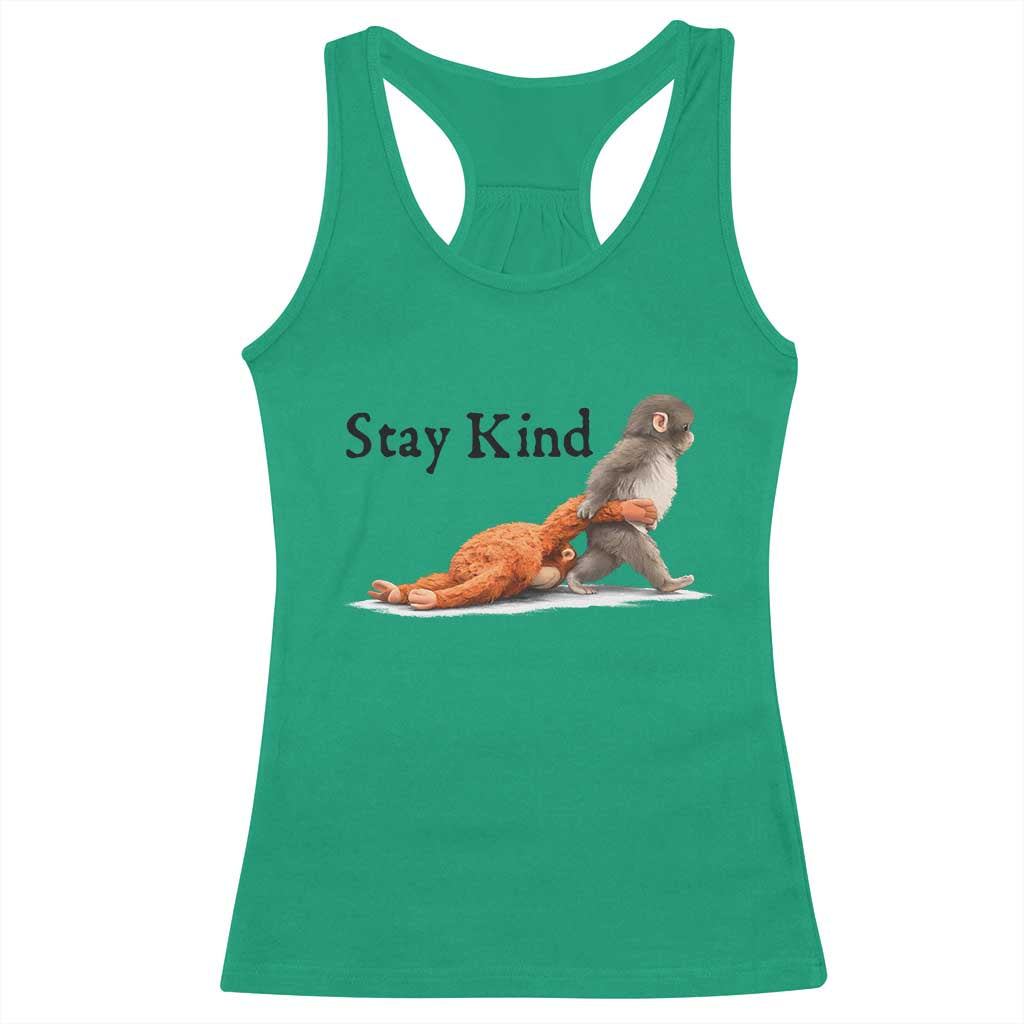 Punch The Monkey Meme Racerback Tank Top Stay Kind TS14 Irish Green Print Your Wear