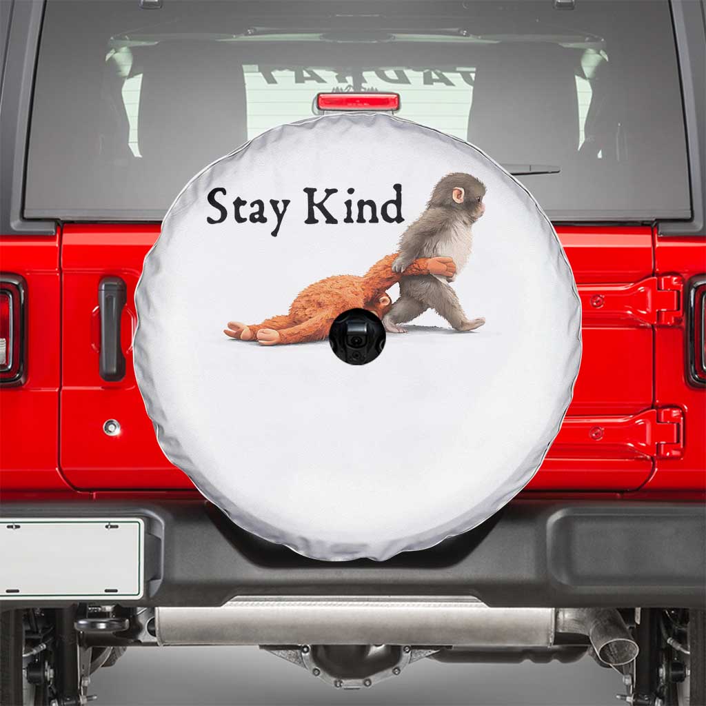 Punch The Monkey Meme Spare Tire Cover Stay Kind TS14 White Print Your Wear
