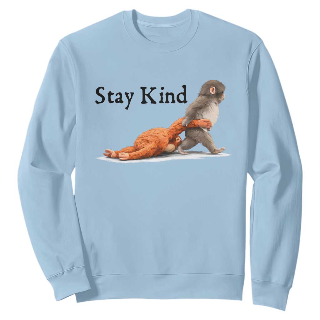 Punch The Monkey Meme Sweatshirt Stay Kind TS14 Light Blue Print Your Wear