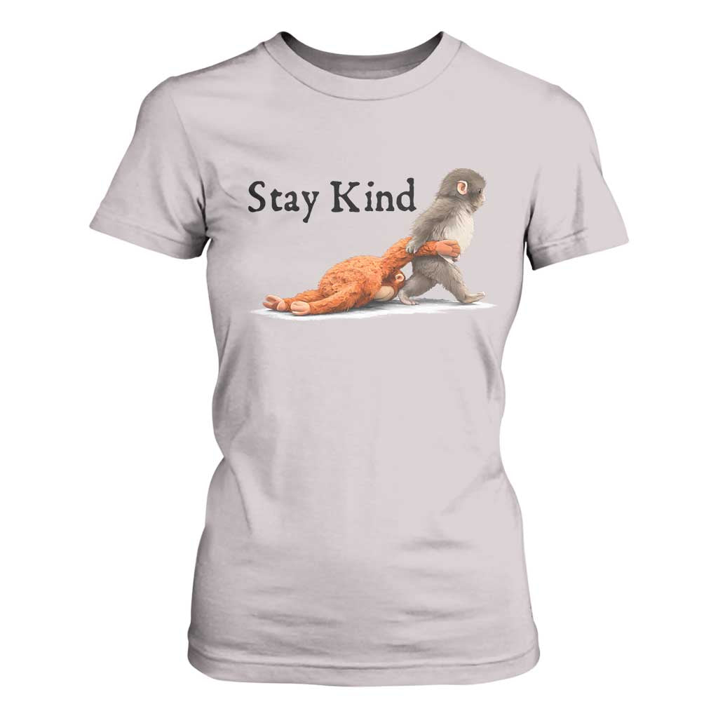Punch The Monkey Meme T Shirt For Women Stay Kind TS14 Ice Gray Print Your Wear