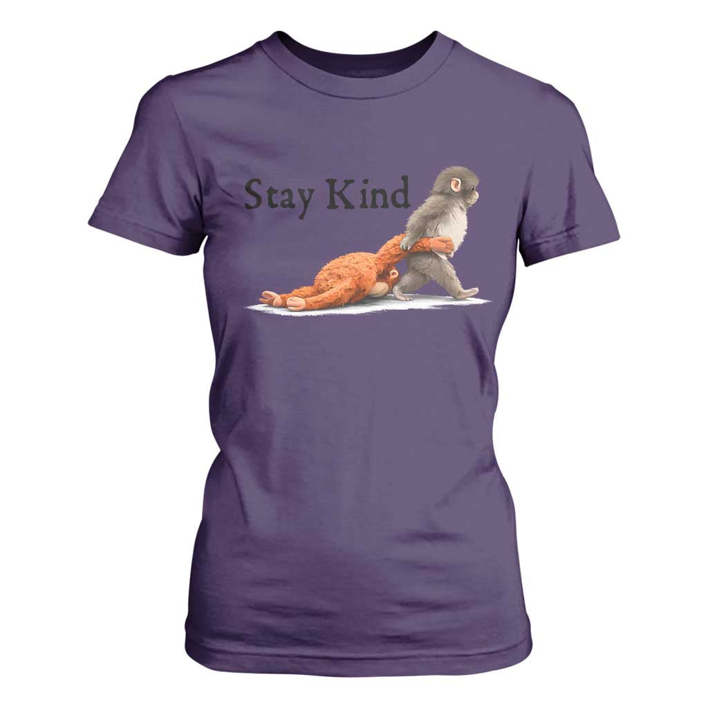 Punch The Monkey Meme T Shirt For Women Stay Kind TS14 Purple Print Your Wear