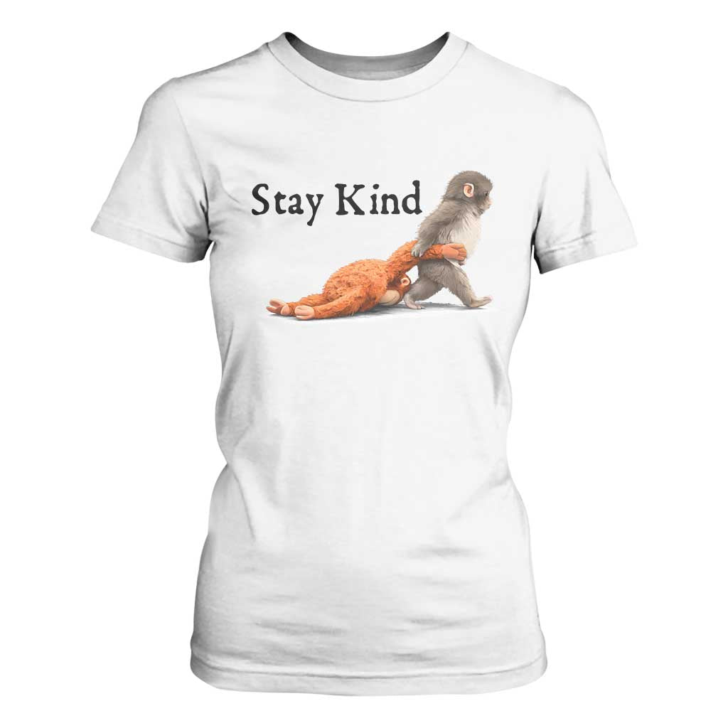Punch The Monkey Meme T Shirt For Women Stay Kind TS14 White Print Your Wear