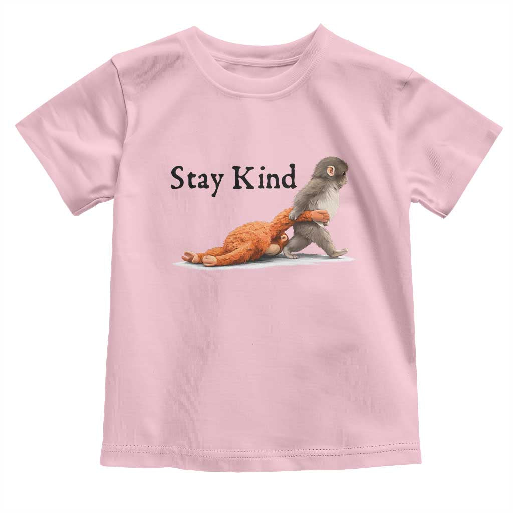 Punch The Monkey Meme Toddler T Shirt Stay Kind TS14 Light Pink Print Your Wear