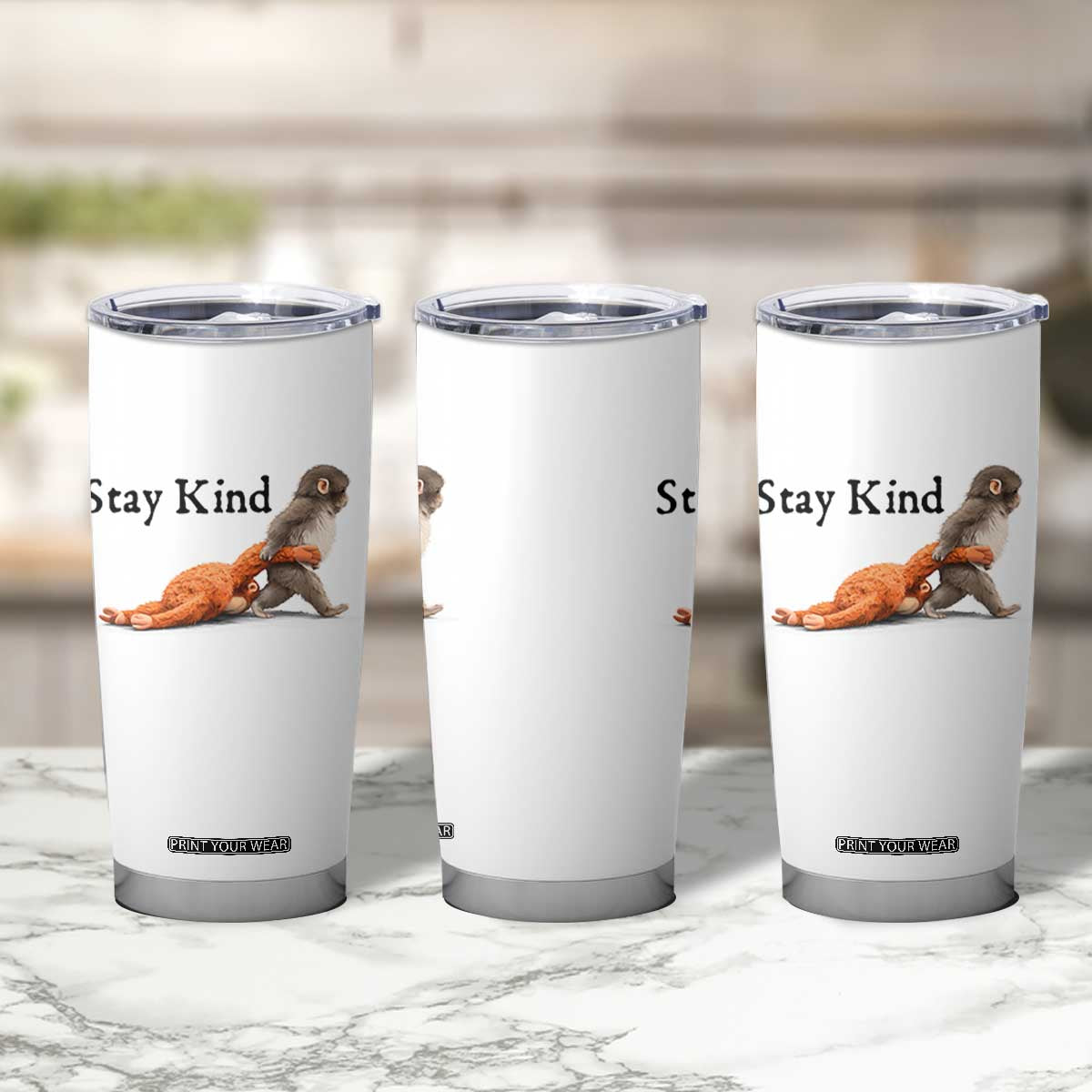 Punch The Monkey Meme Tumbler Cup Stay Kind TS14 Print Your Wear