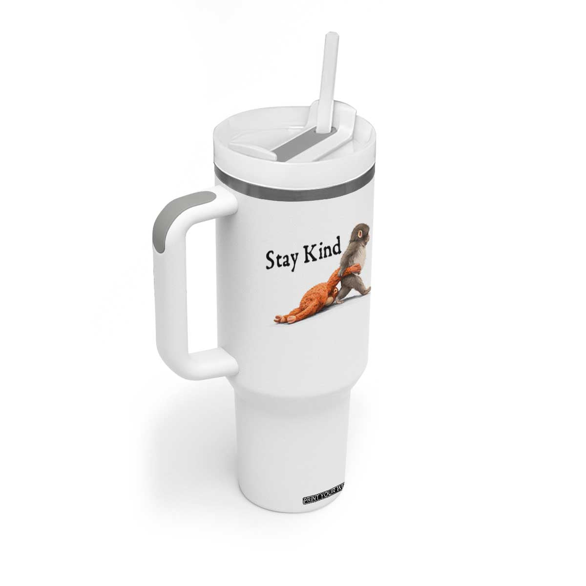 Punch The Monkey Meme Tumbler With Handle Stay Kind TS14 Print Your Wear