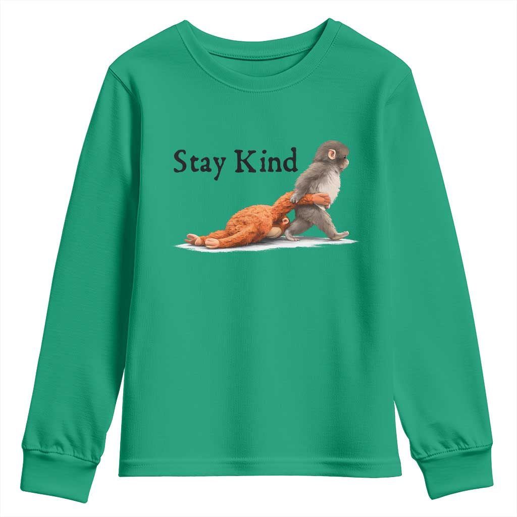 Punch The Monkey Meme Youth Sweatshirt Stay Kind TS14 Irish Green Print Your Wear