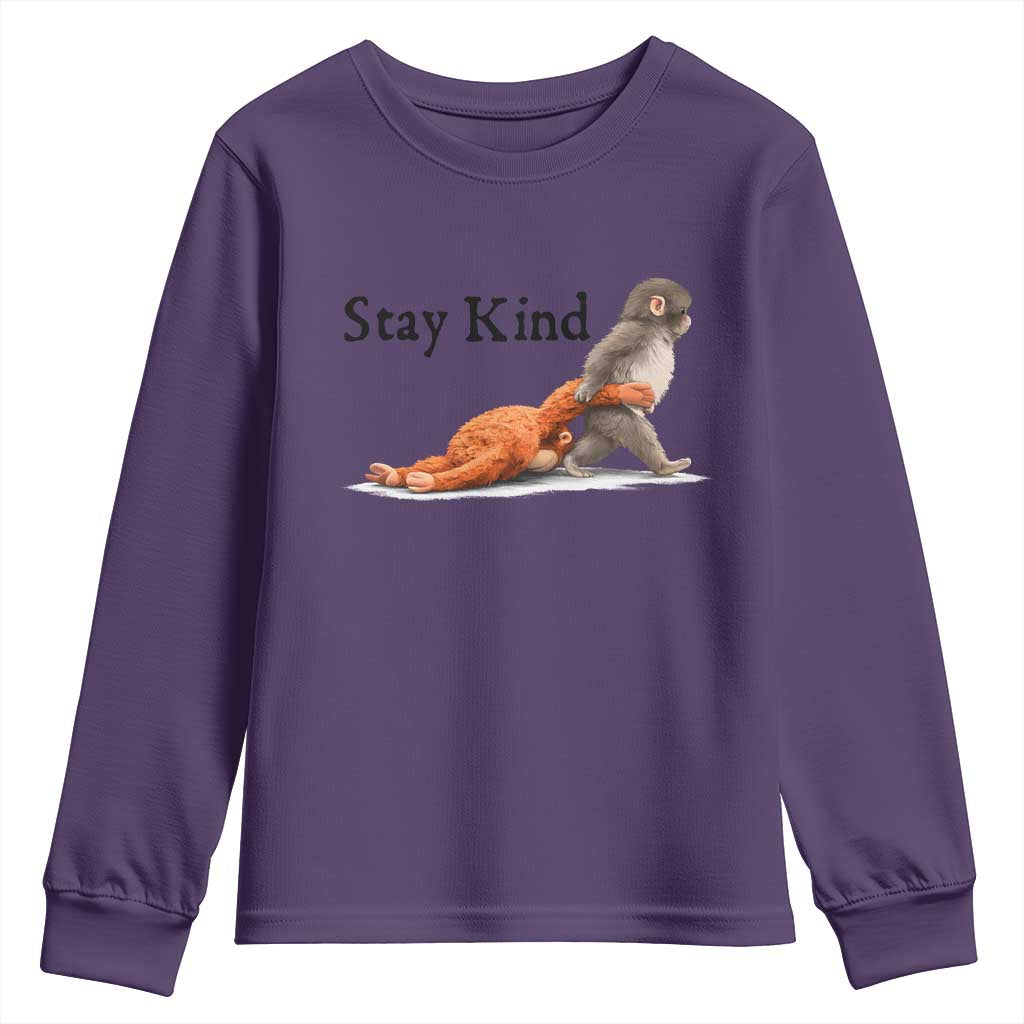 Punch The Monkey Meme Youth Sweatshirt Stay Kind TS14 Purple Print Your Wear