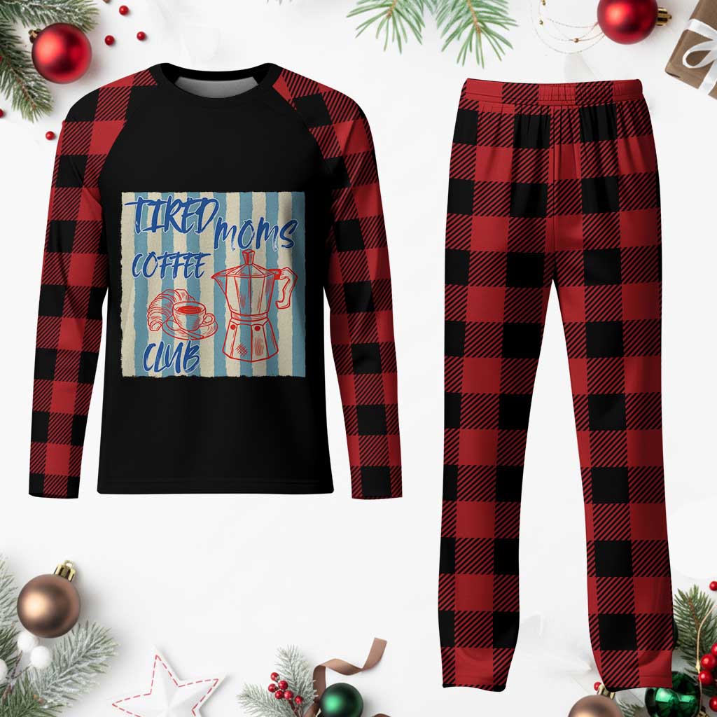 Tired Moms Coffee Club Plaid Pajama Set Funny Mommy Mama Coffee Lover TS14 Buffalo Plaid Print Your Wear