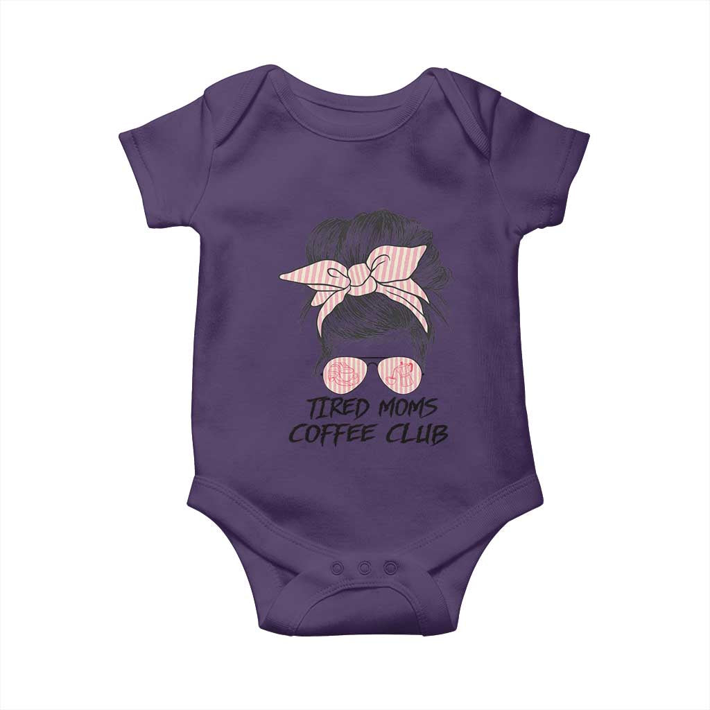 Tired Moms Coffee Club Baby Onesie Messy Bun Mom Life Coffee Lover TS14 Purple Print Your Wear