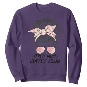Tired Moms Coffee Club Sweatshirt Messy Bun Mom Life Coffee Lover TS14 Purple Print Your Wear