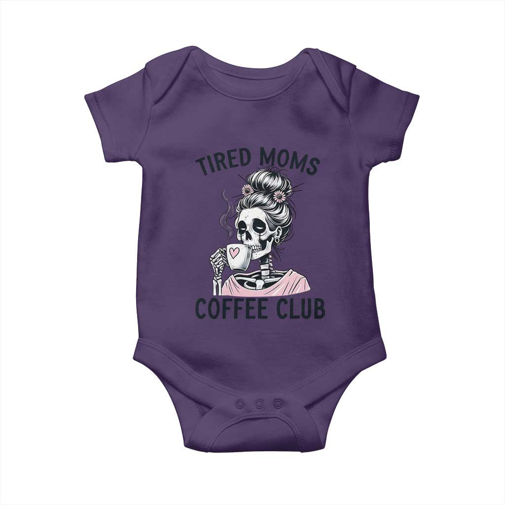 Tired Moms Coffee Club Baby Onesie Funny Skeleton Drinking Coffee Lover TS14 Purple Print Your Wear