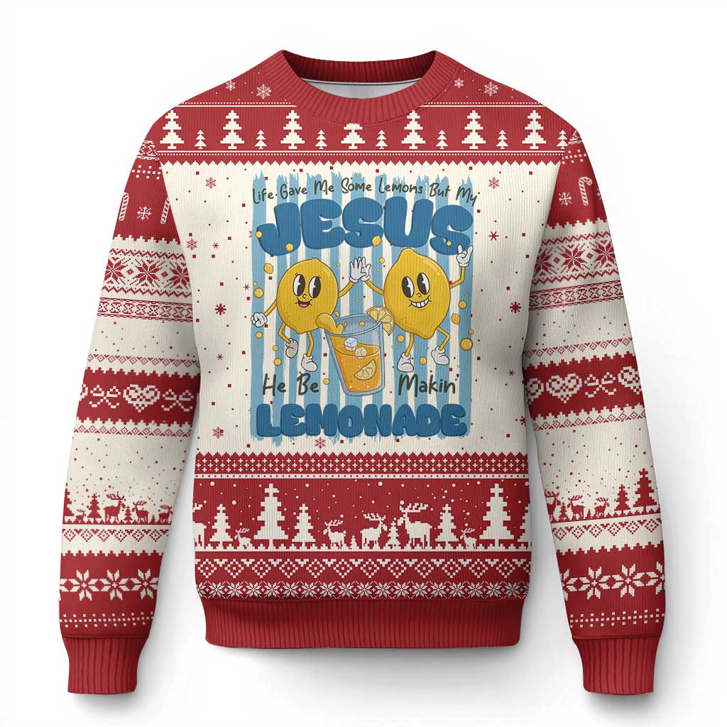 Jesus Lemonade Ugly Christmas Sweater Life Gave Me Some Lemons TS14 Beige Red Print Your Wear