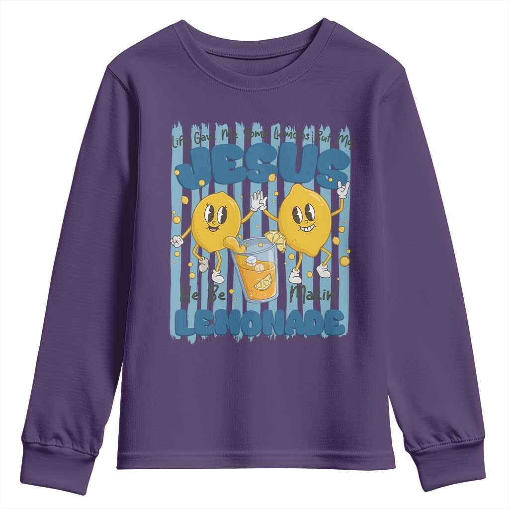 Jesus Lemonade Youth Sweatshirt Life Gave Me Some Lemons TS14 Purple Print Your Wear