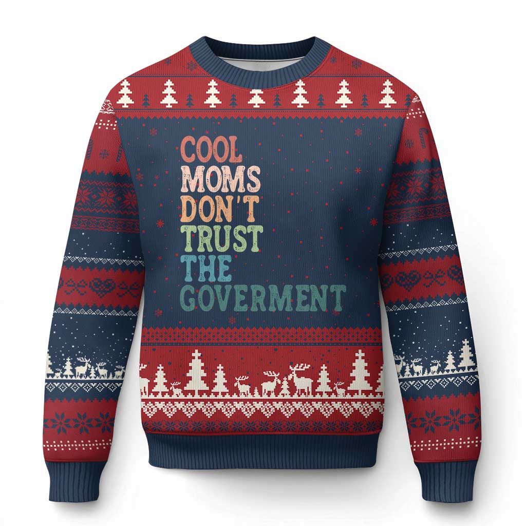 Cool Moms Don't Trust the Government Ugly Christmas Sweater Funny Mom Anti Government TS14 Navy Red Print Your Wear