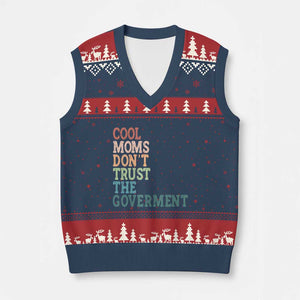 Cool Moms Don't Trust the Government V-Neck Knit Sweater Vest Funny Mom Anti Government TS14 Navy Red Print Your Wear