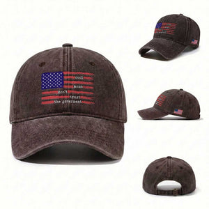 Cool Moms Don't Trust the Government Washed Cotton Baseball Cap Patrioctic Mama Anti Government TS14 Washed Cap Universal Fit Dark Brown Print Your Wear
