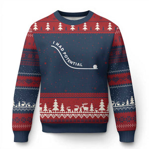 I Had Potential Ugly Christmas Sweater Funny Sci-Fi Book Lover TS14 Navy Red Print Your Wear