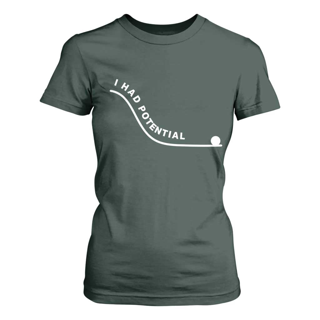 I Had Potential T Shirt For Women Funny Sci-Fi Book Lover TS14 Dark Forest Green Print Your Wear