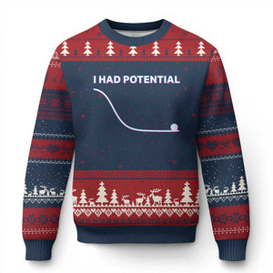 I Had Potential Ugly Christmas Sweater Funny Physics Teacher Motivational Quote TS14 Navy Red Print Your Wear