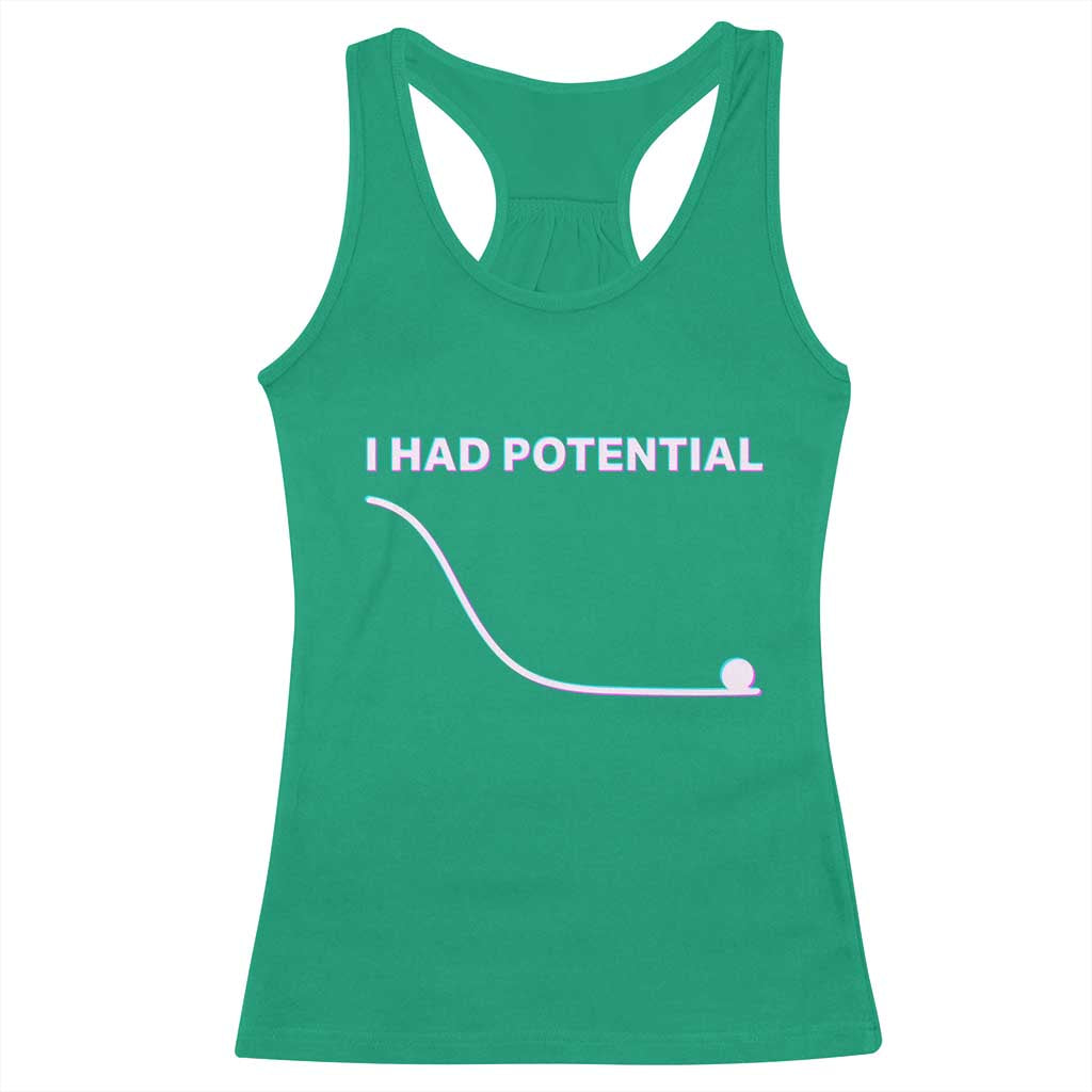 I Had Potential Racerback Tank Top Funny Physics Teacher Motivational Quote TS14 Irish Green Print Your Wear