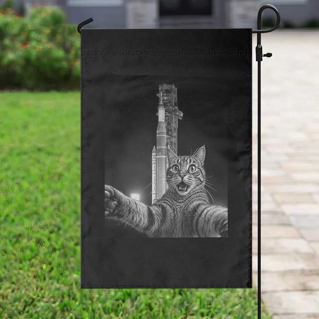 Funny Cat Selfie Lunar Mission 2026 Garden Flag TS14 Print Your Wear
