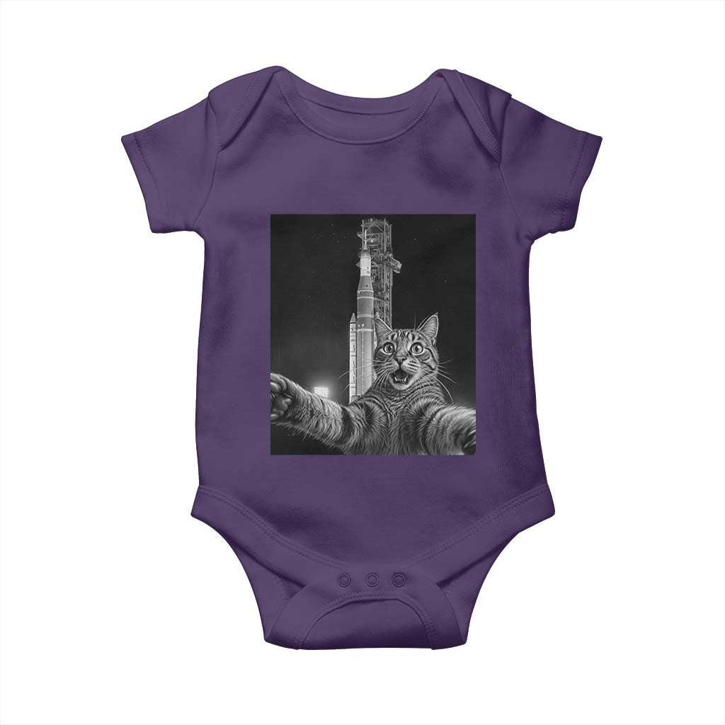 Funny Cat Selfie Lunar Mission 2026 Baby Onesie TS14 Purple Print Your Wear