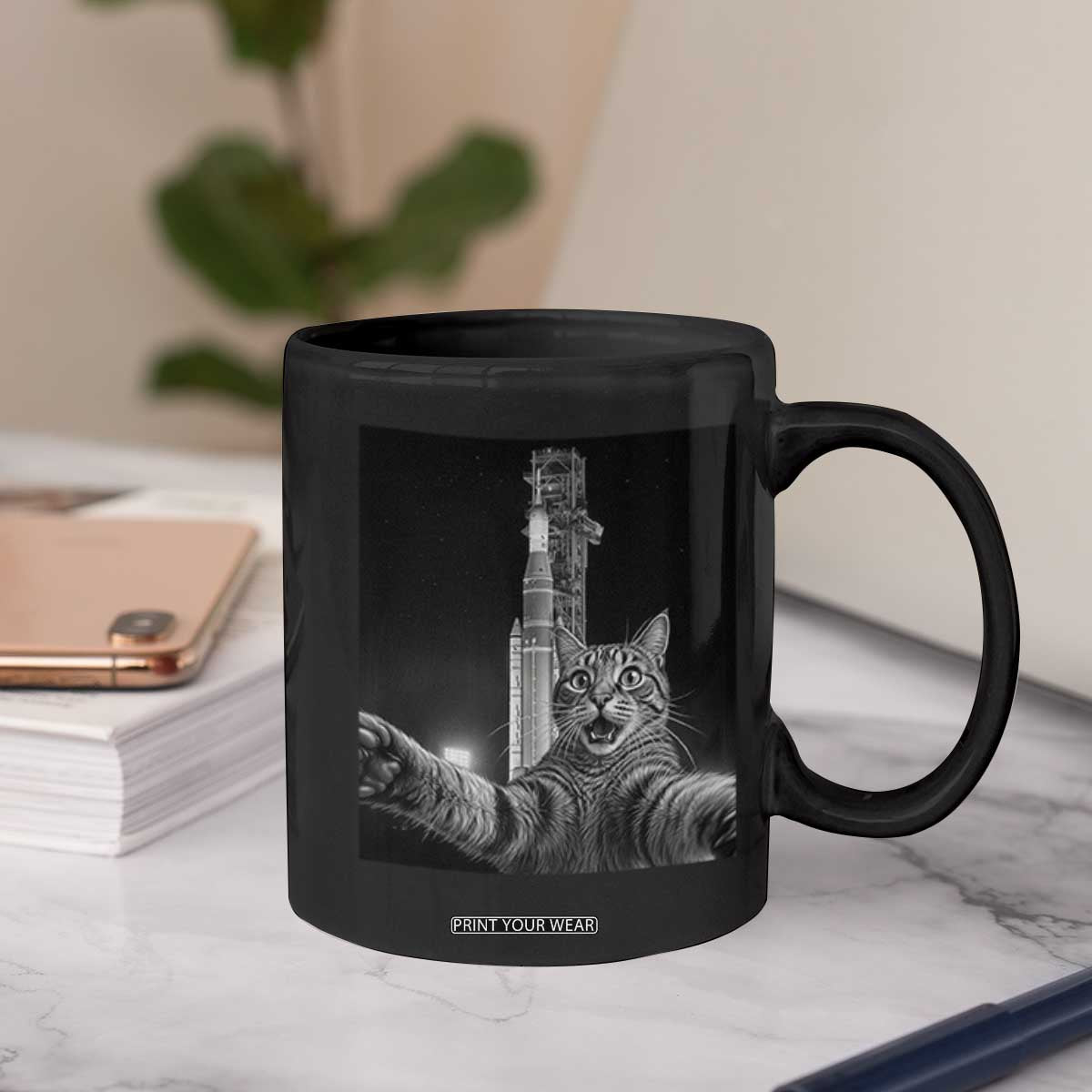 Funny Cat Selfie Lunar Mission 2026 Coffee Mug TS14 Print Your Wear
