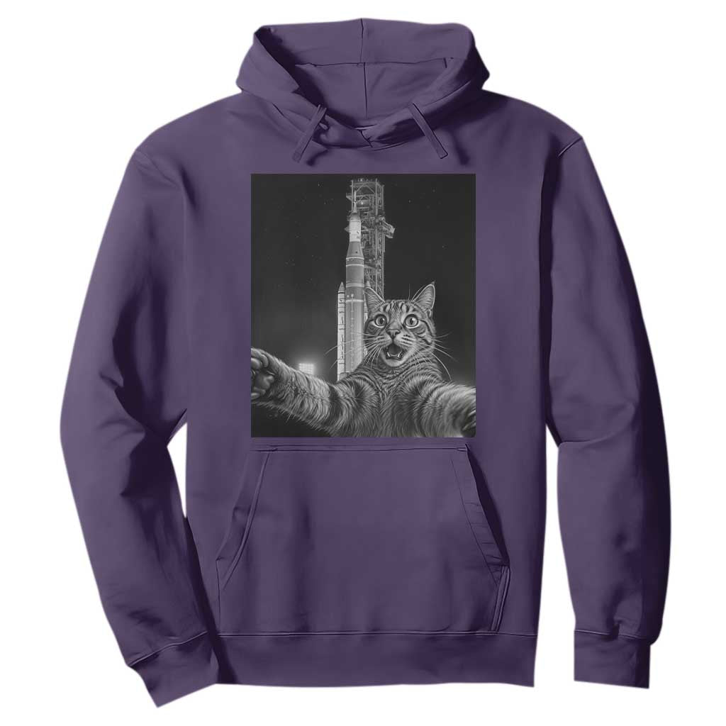 Funny Cat Selfie Lunar Mission 2026 Hoodie TS14 Purple Print Your Wear