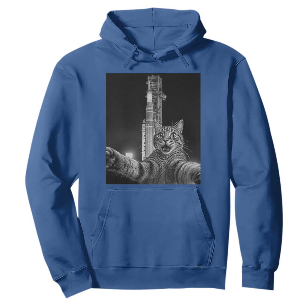 Funny Cat Selfie Lunar Mission 2026 Hoodie TS14 Royal Blue Print Your Wear