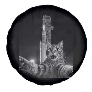 Funny Cat Selfie Lunar Mission 2026 Spare Tire Cover TS14 Print Your Wear