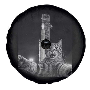 Funny Cat Selfie Lunar Mission 2026 Spare Tire Cover TS14 Print Your Wear