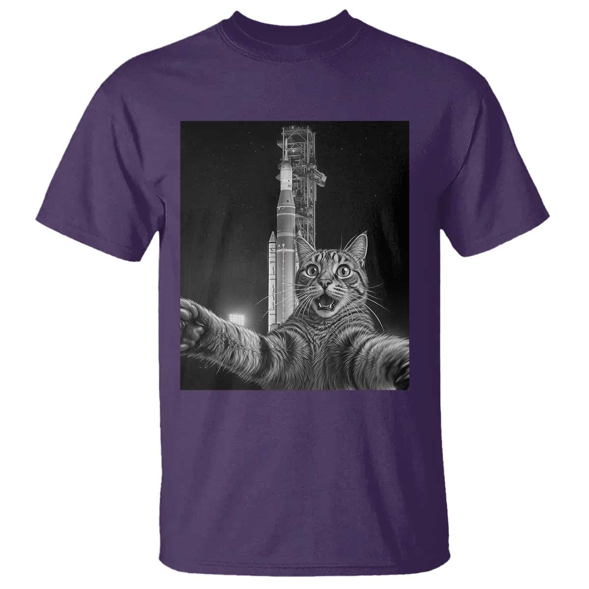 Funny Cat Selfie Lunar Mission 2026 T Shirt TS14 Purple Print Your Wear