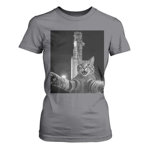 Funny Cat Selfie Lunar Mission 2026 T Shirt For Women TS14 Charcoal Print Your Wear