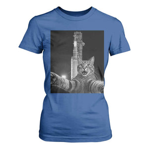 Funny Cat Selfie Lunar Mission 2026 T Shirt For Women TS14 Royal Blue Print Your Wear
