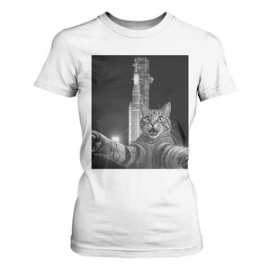 Funny Cat Selfie Lunar Mission 2026 T Shirt For Women TS14 White Print Your Wear